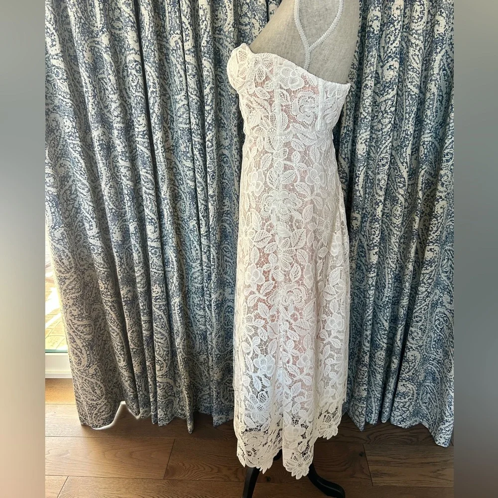 ANTHROPOLOGIE BHLDN Sachin & Babi Tate Midi Dress Floral Lace Strapless Size 2 - Picture 10 of 16